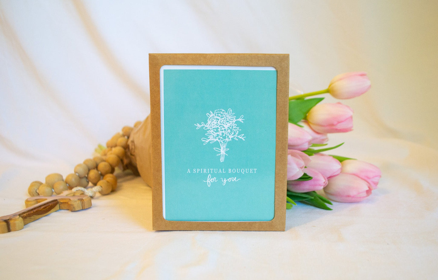"Spiritual Bouquet" Catholic Greeting Card | Fine Art Print Stationery (4.25×5.5") - Habitavit Art Co.
