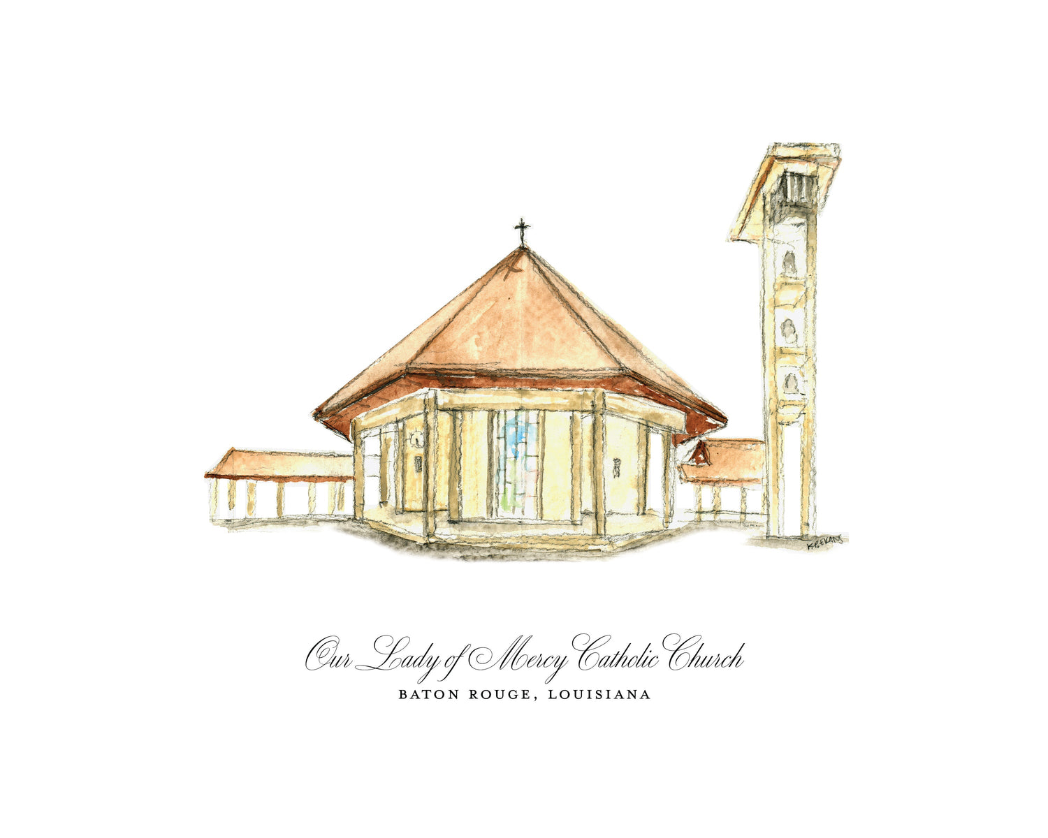 Church Watercolor Art Prints