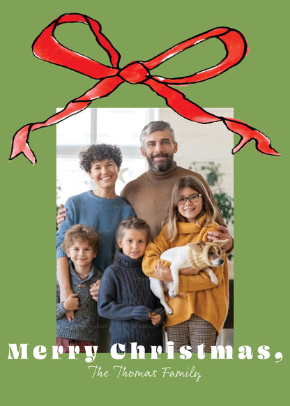 "Watercolor Bow" | Semi-Custom Christmas Card (5x7) - Habitavit Art Co.