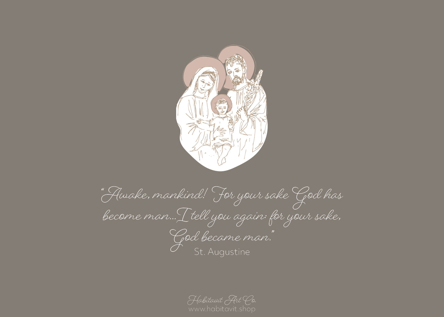 "Simple Holy Family" | Semi-Custom Christmas Card (5x7) - Habitavit Art Co.