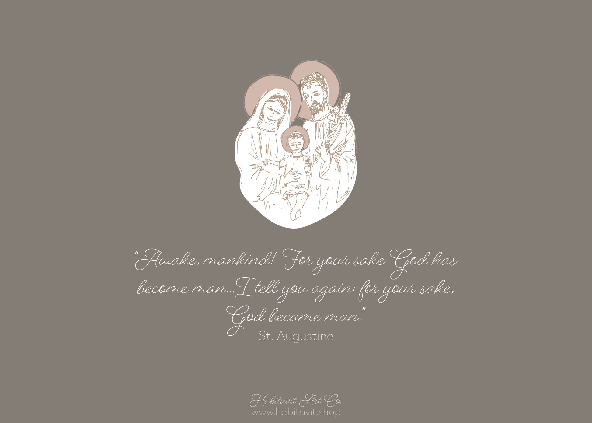 "Simple Holy Family" | Semi-Custom Christmas Card (5x7) - Habitavit Art Co.