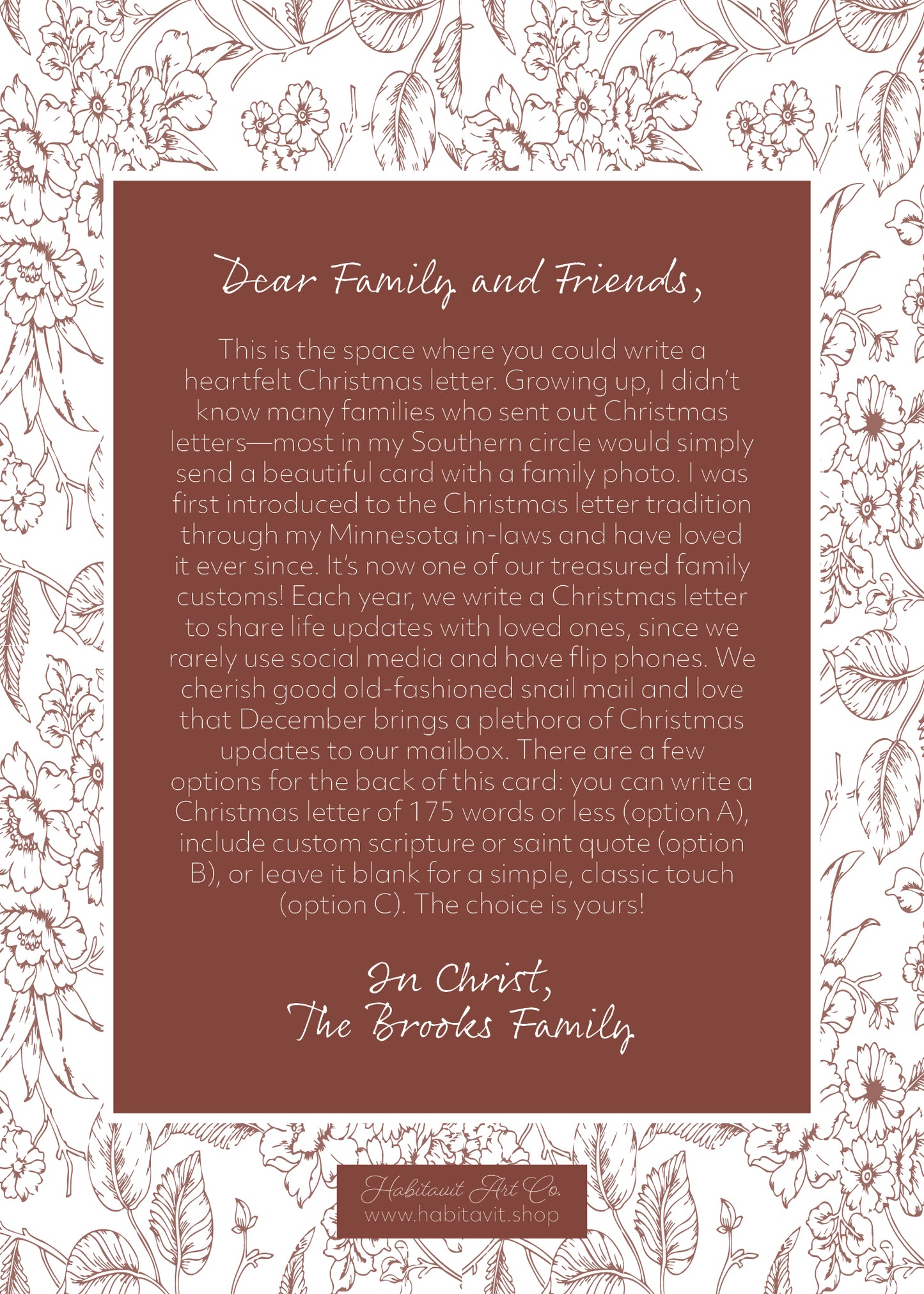 "Guadalupe's Flowers" | Semi-Custom Christmas Card (5x7) - Habitavit Art Co.