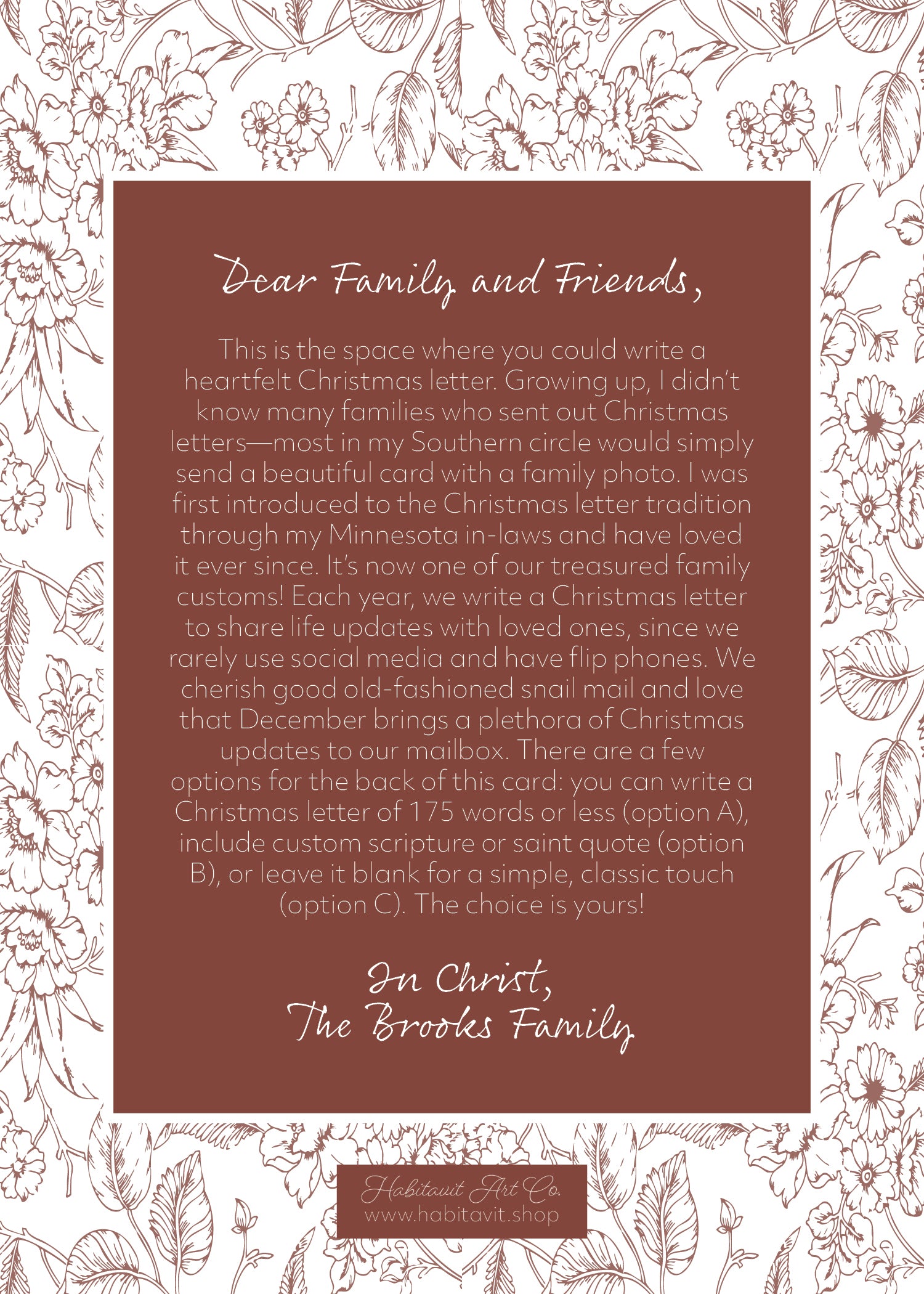 "Guadalupe's Flowers" | Semi-Custom Christmas Card (5x7) - Habitavit Art Co.