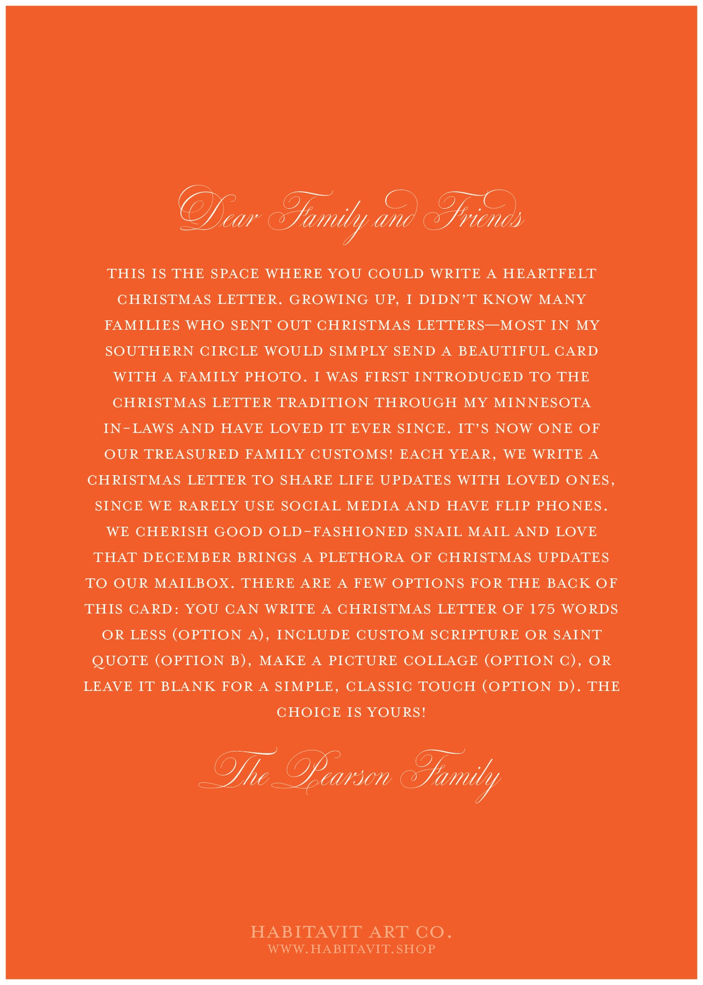 "Classic Christmas Red" | Semi-Custom Christmas Card (5x7) - Habitavit Art Co.