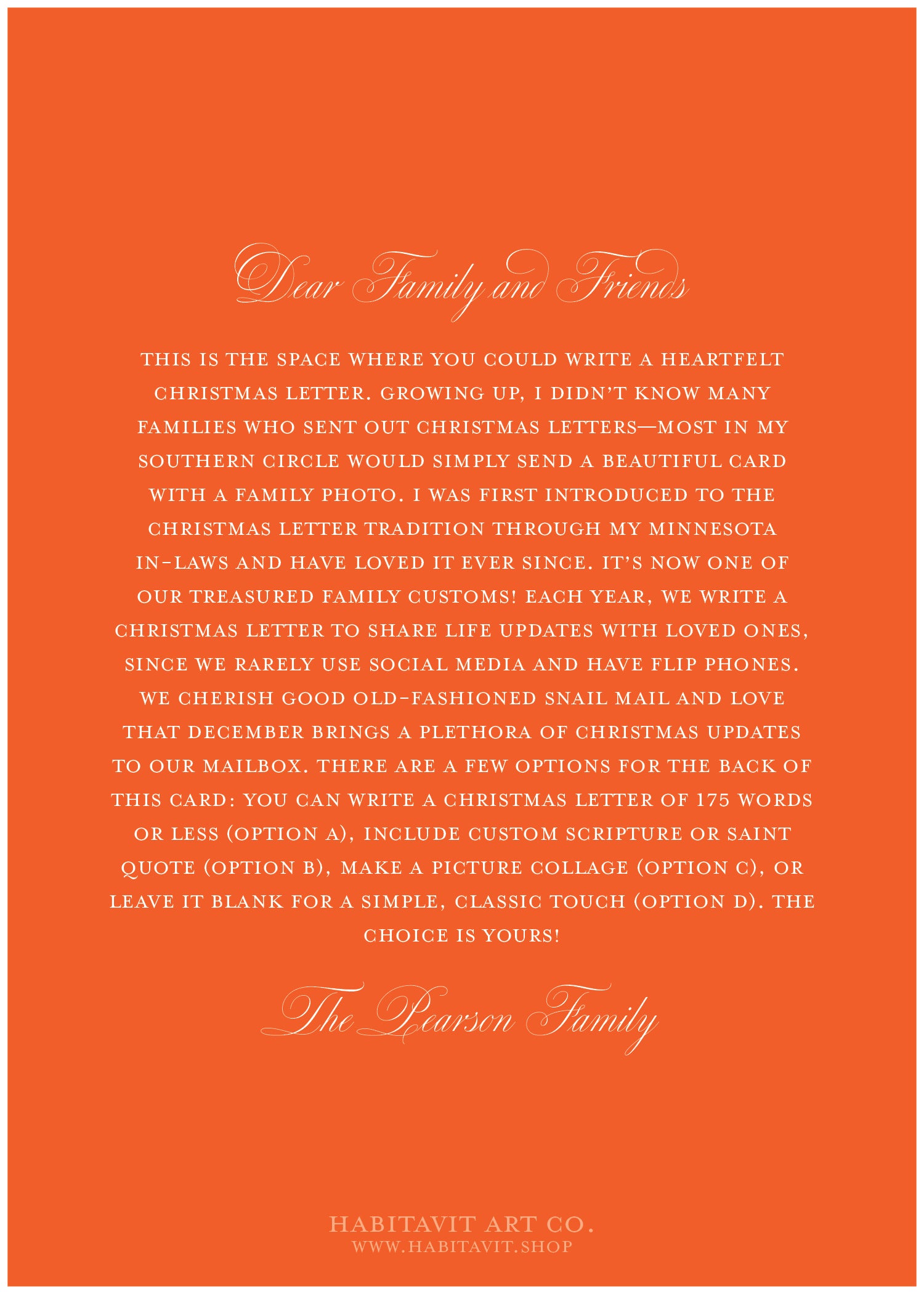 "Classic Christmas Red" | Semi-Custom Christmas Card (5x7) - Habitavit Art Co.