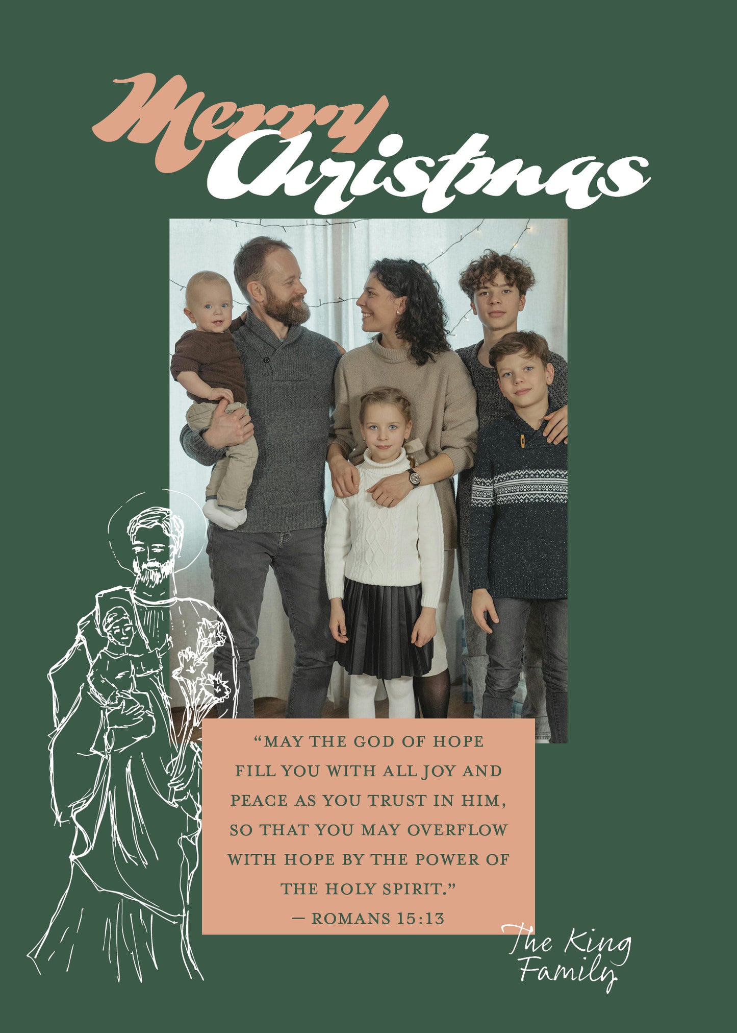 "St. Joseph & Child" | Semi-Custom Christmas Card (5x7) - Habitavit Art Co.