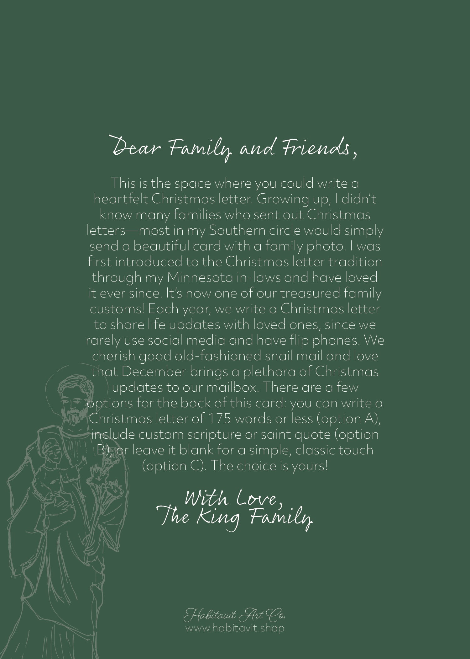 "St. Joseph & Child" | Semi-Custom Christmas Card (5x7) - Habitavit Art Co.