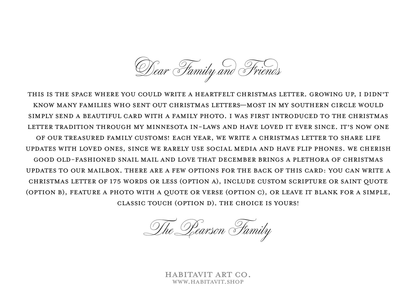 "Classic Christmas" | Semi-Custom Christmas Card (5x7) - Habitavit Art Co.