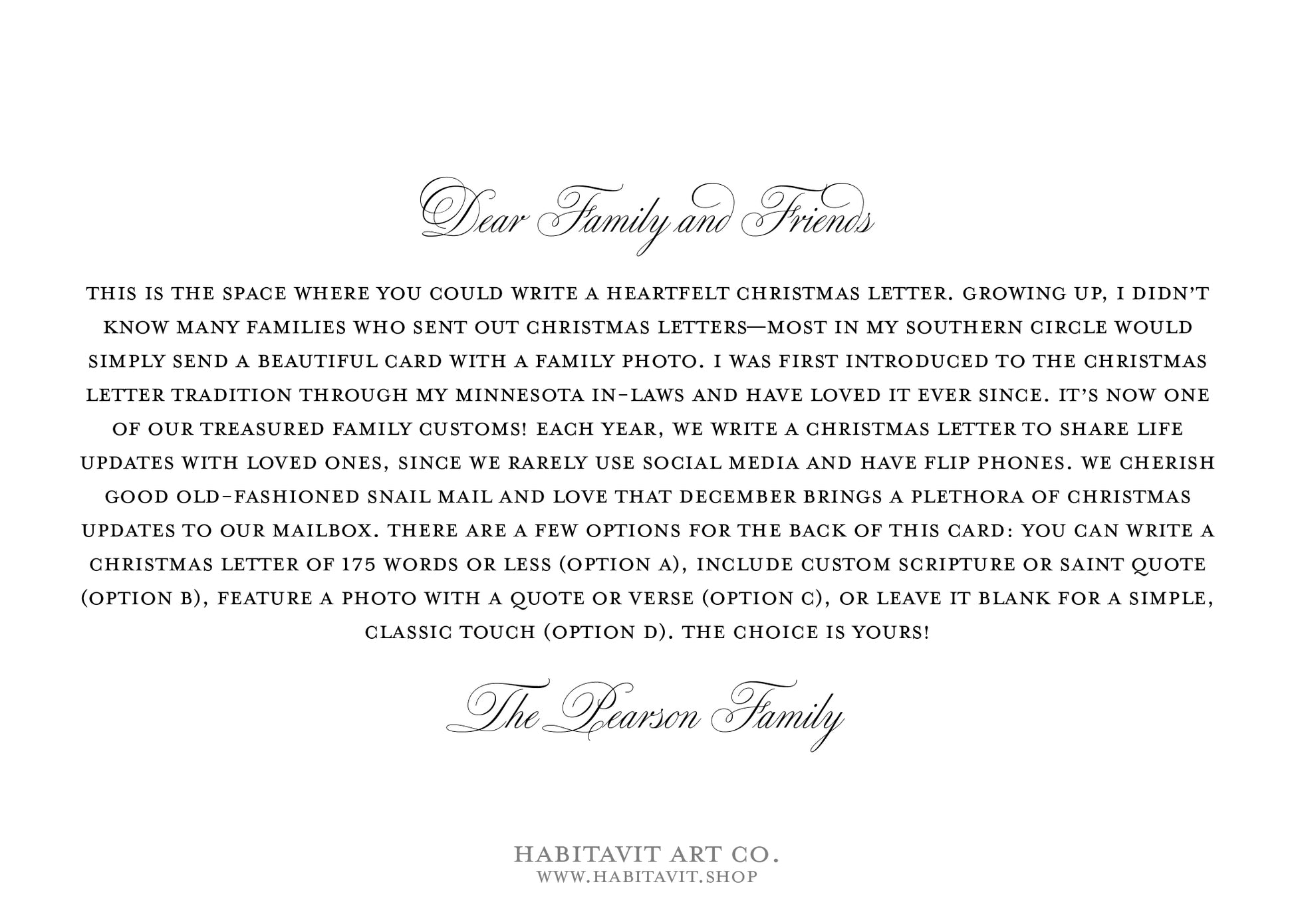 "Classic Christmas" | Semi-Custom Christmas Card (5x7) - Habitavit Art Co.