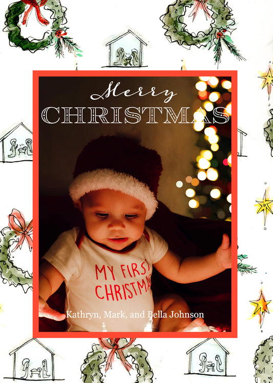 "A Watercolor Christmas" | Semi-Custom Christmas Card (5x7) (Copy) - Habitavit Art Co.