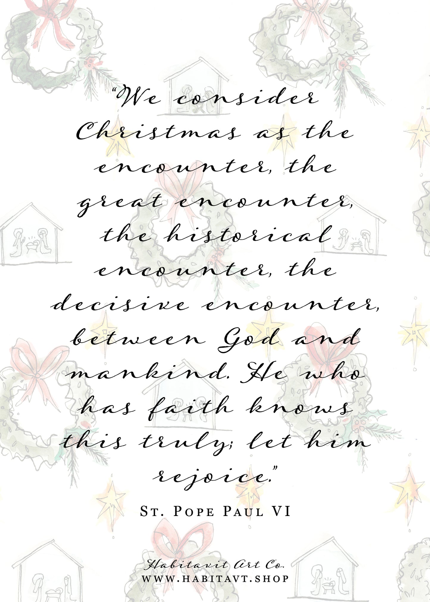 "A Watercolor Christmas" | Semi-Custom Christmas Card (5x7) (Copy) - Habitavit Art Co.