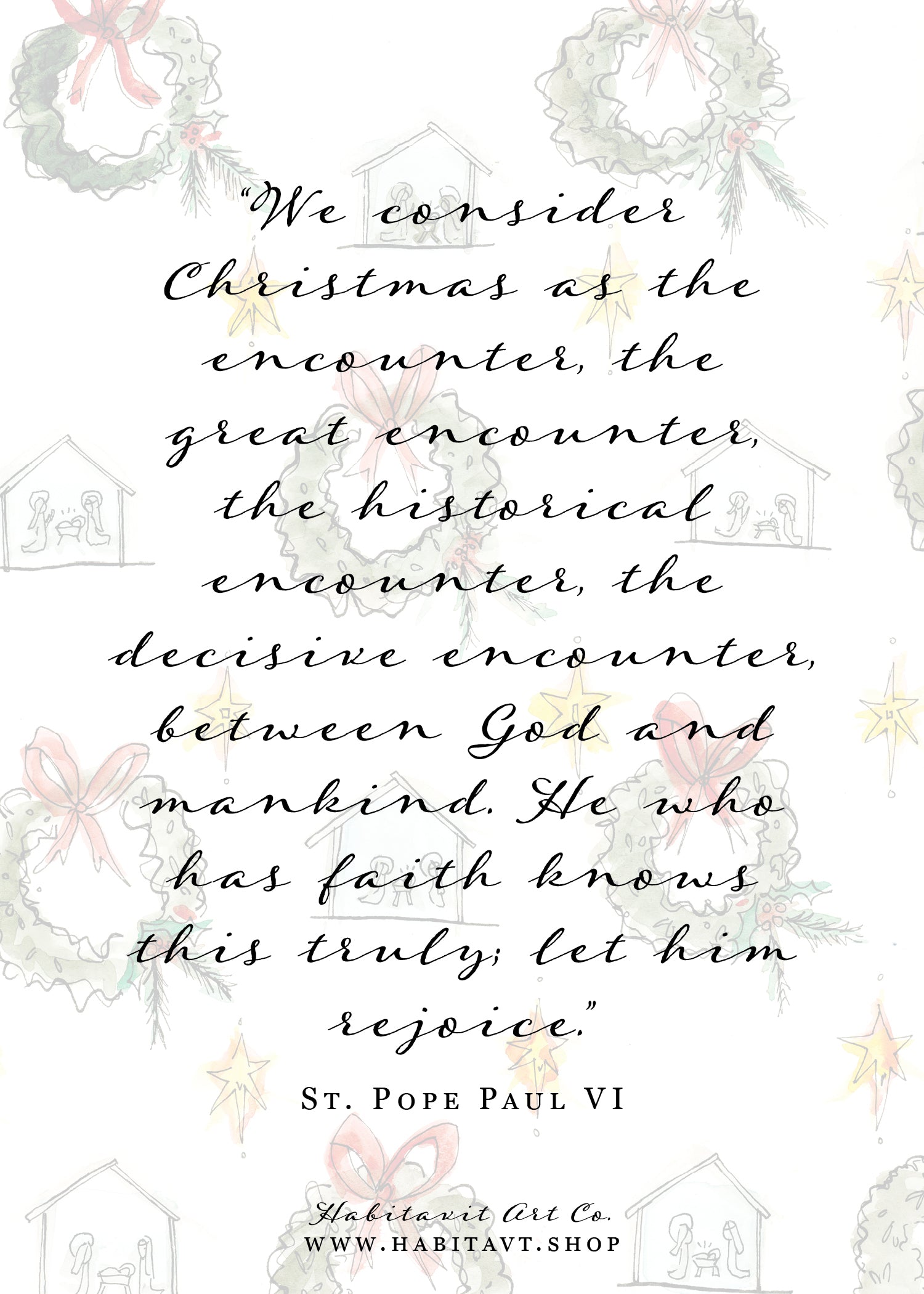 "A Watercolor Christmas" | Semi-Custom Christmas Card (5x7) (Copy) - Habitavit Art Co.