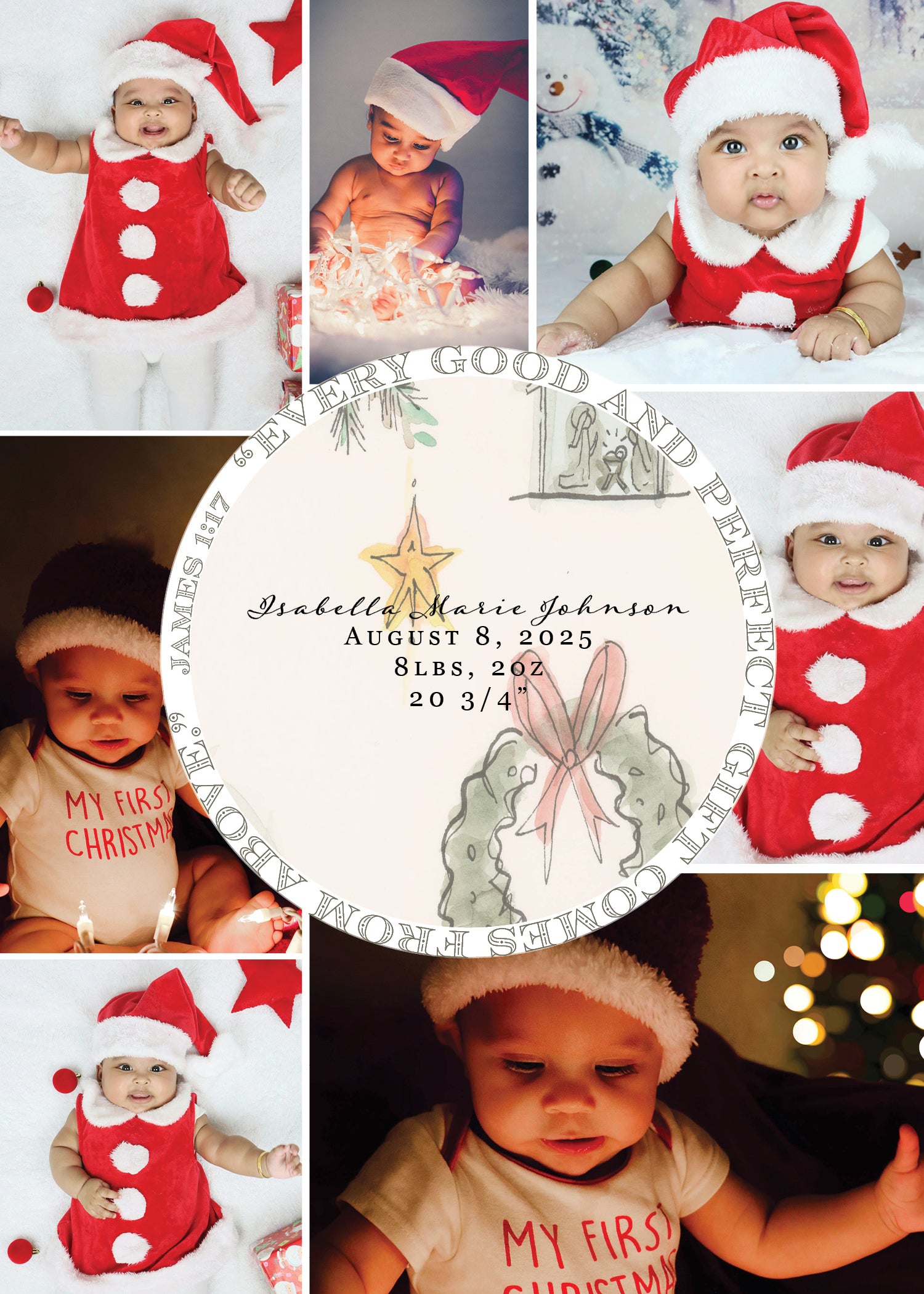 "A Watercolor Christmas" | Semi-Custom Christmas Card (5x7) (Copy) - Habitavit Art Co.