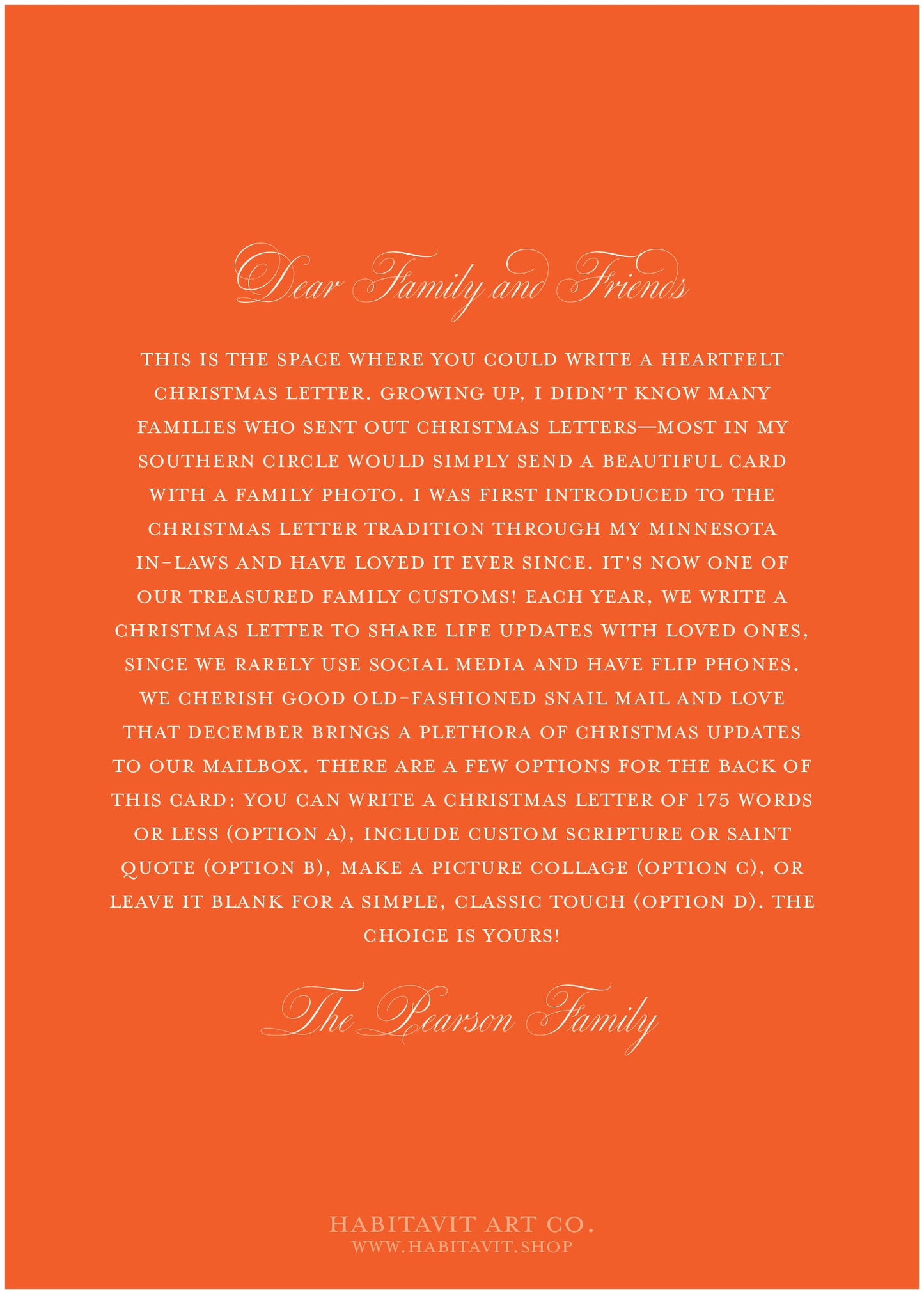 "Classic Christmas Red" | Semi-Custom Christmas Card (5x7) - Habitavit Art Co.