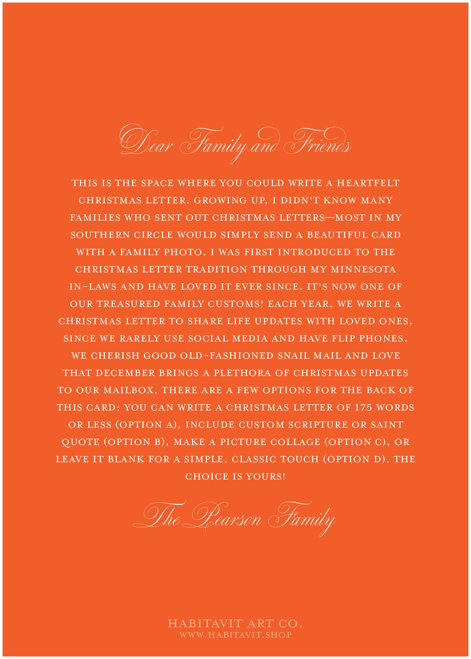 "Classic Christmas Red" | Semi-Custom Christmas Card (5x7) - Habitavit Art Co.