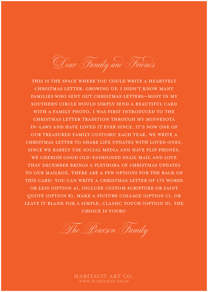 "Classic Christmas Red" | Semi-Custom Christmas Card (5x7) - Habitavit Art Co.