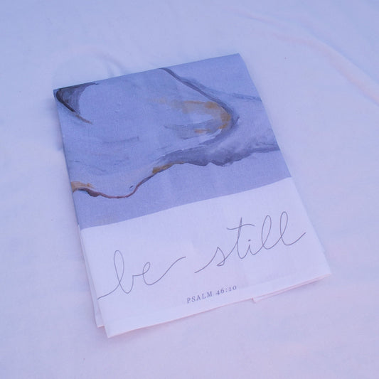 Catholic Tea Towel | “Be Still” (15x20" Cotton) - Habitavit Art Co.