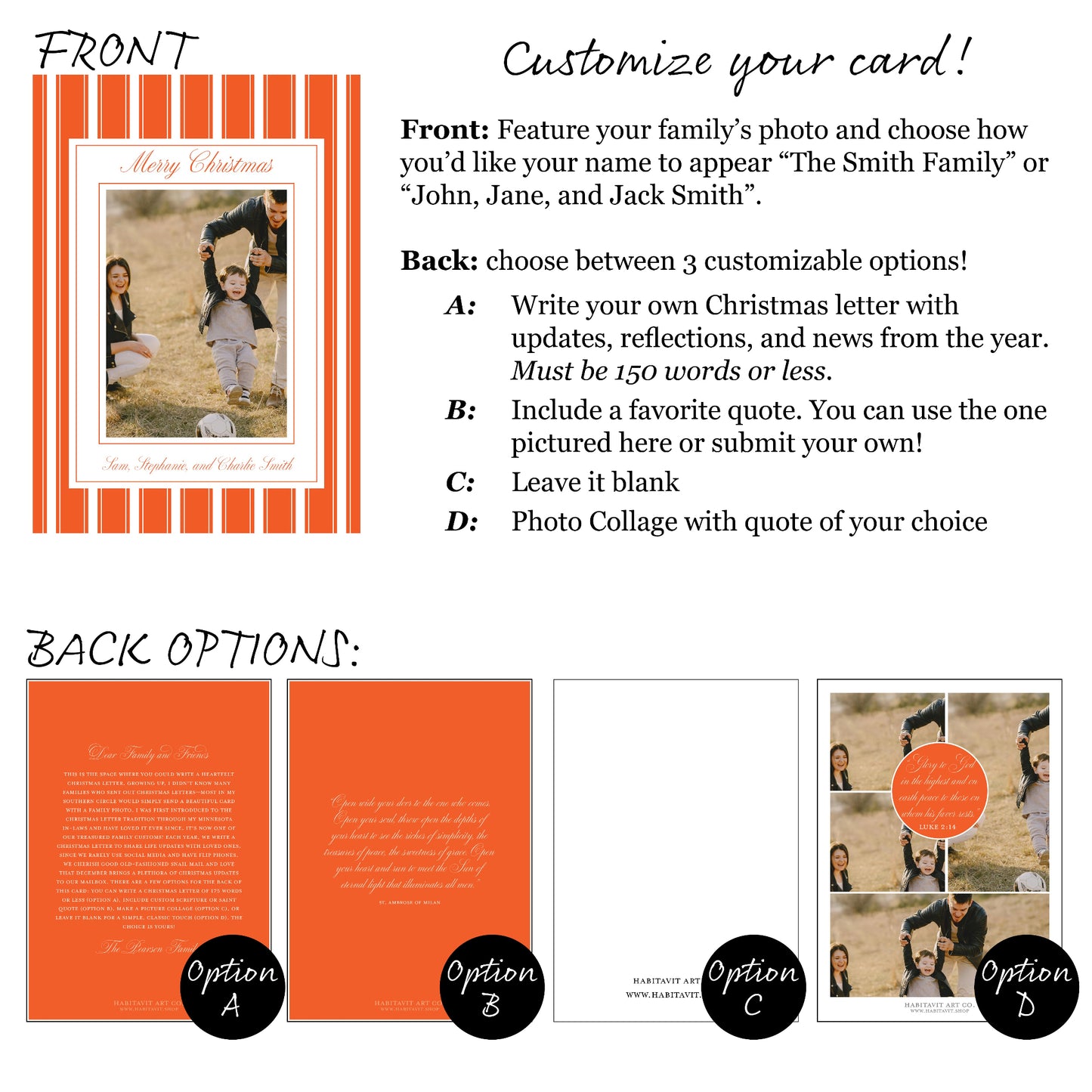 "Peppermint" | Semi-Custom Christmas Card (5x7) - Habitavit Art Co.