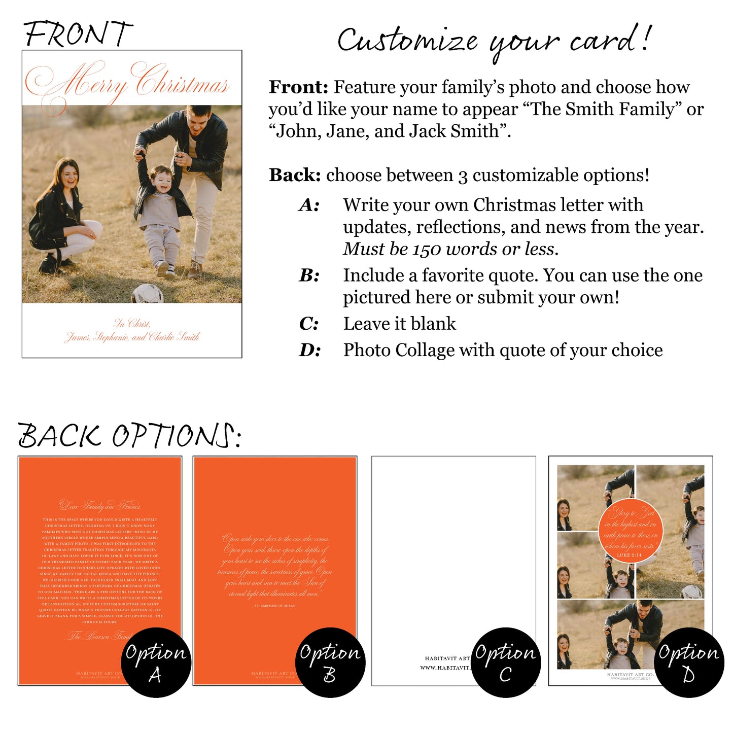 "Classic Christmas Red" | Semi-Custom Christmas Card (5x7) - Habitavit Art Co.