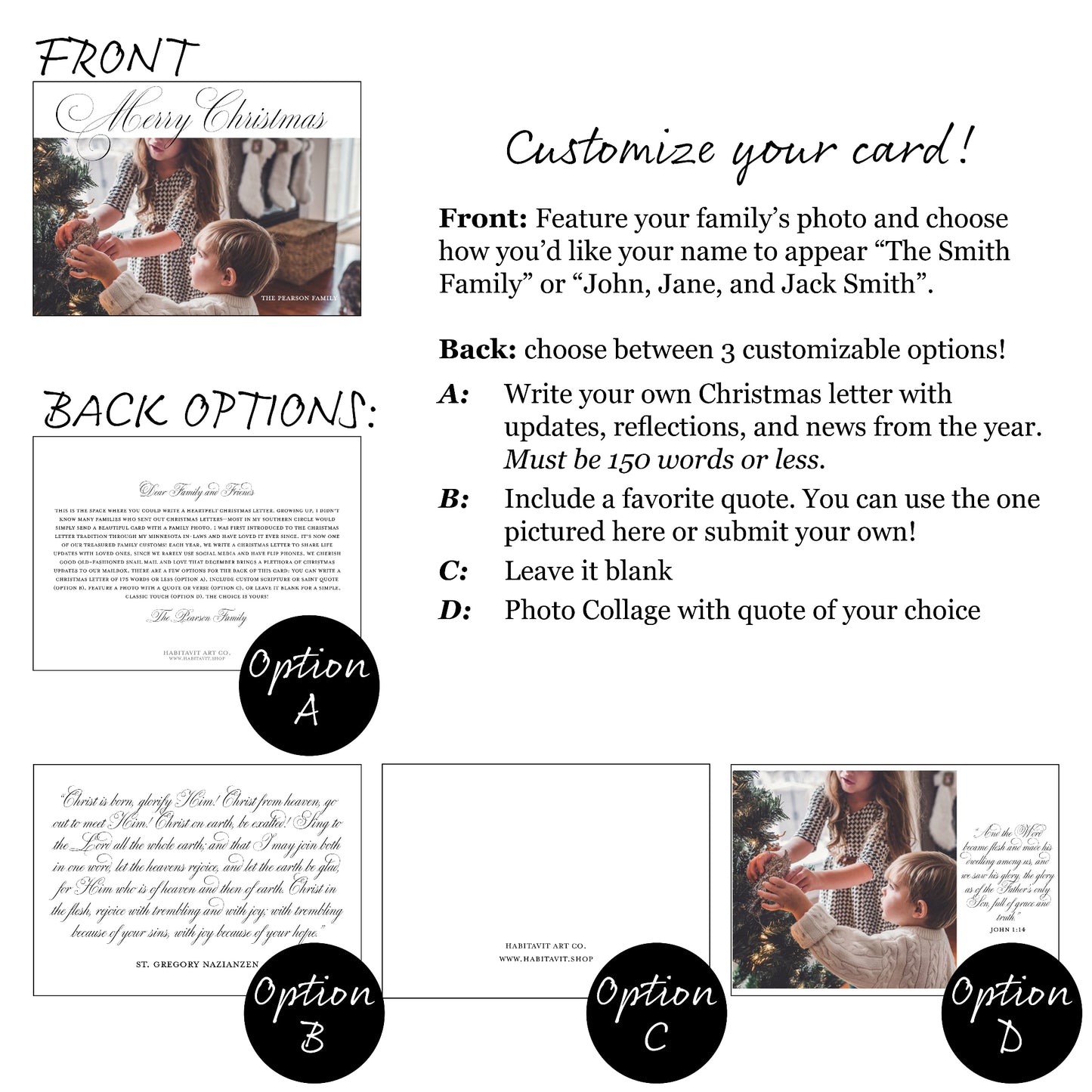 "Classic Christmas" | Semi-Custom Christmas Card (5x7) - Habitavit Art Co.