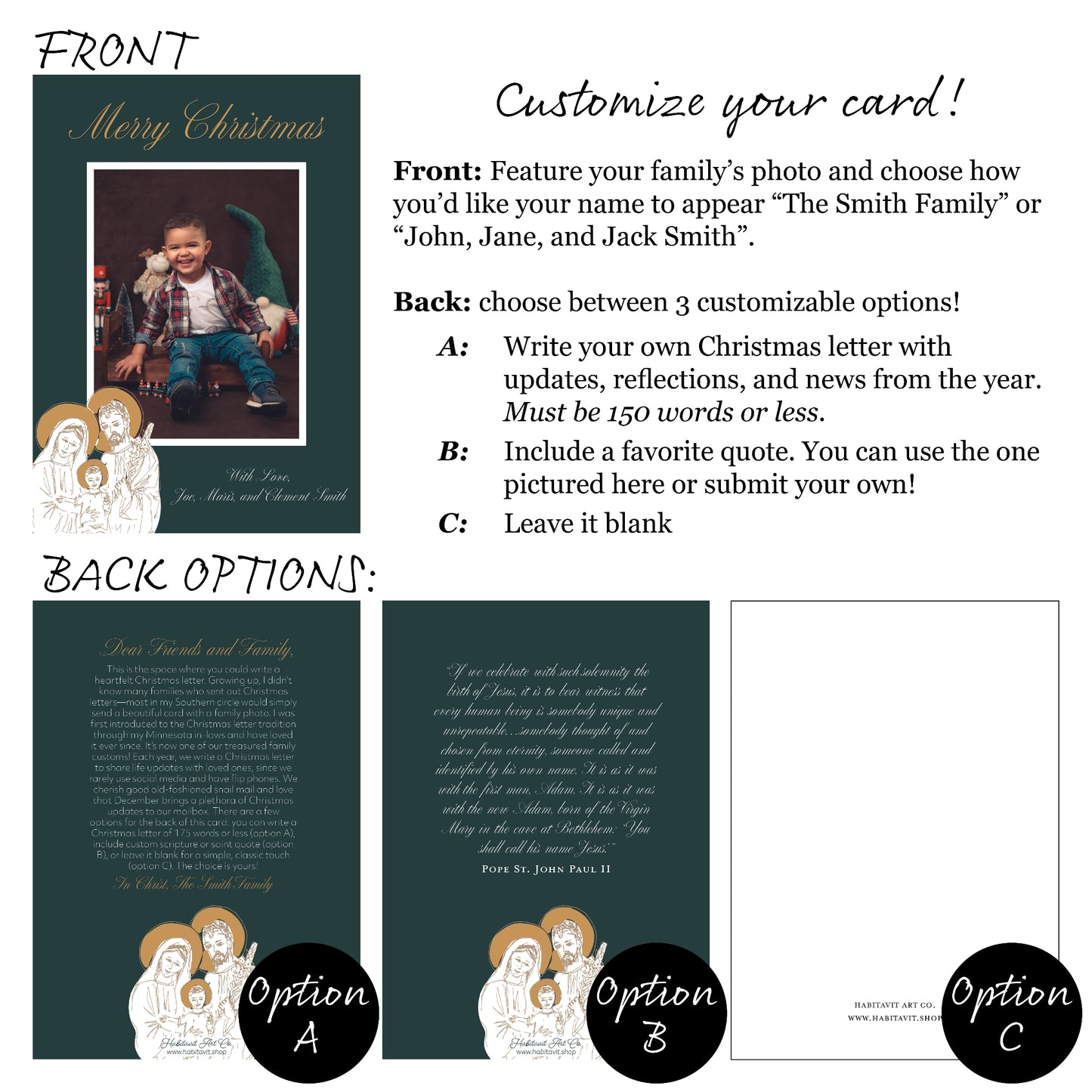 "Classic Holy Family" | Semi-Custom Christmas Card (5x7) - Habitavit Art Co.