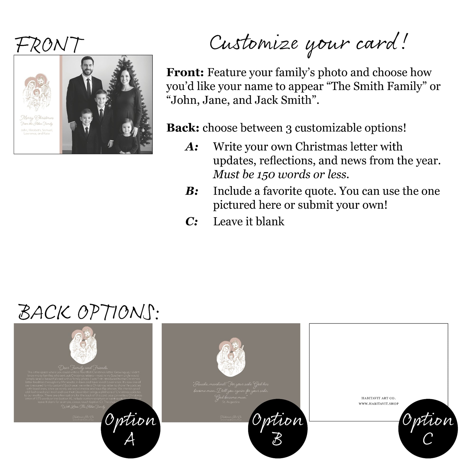 "Simple Holy Family" | Semi-Custom Christmas Card (5x7) - Habitavit Art Co.