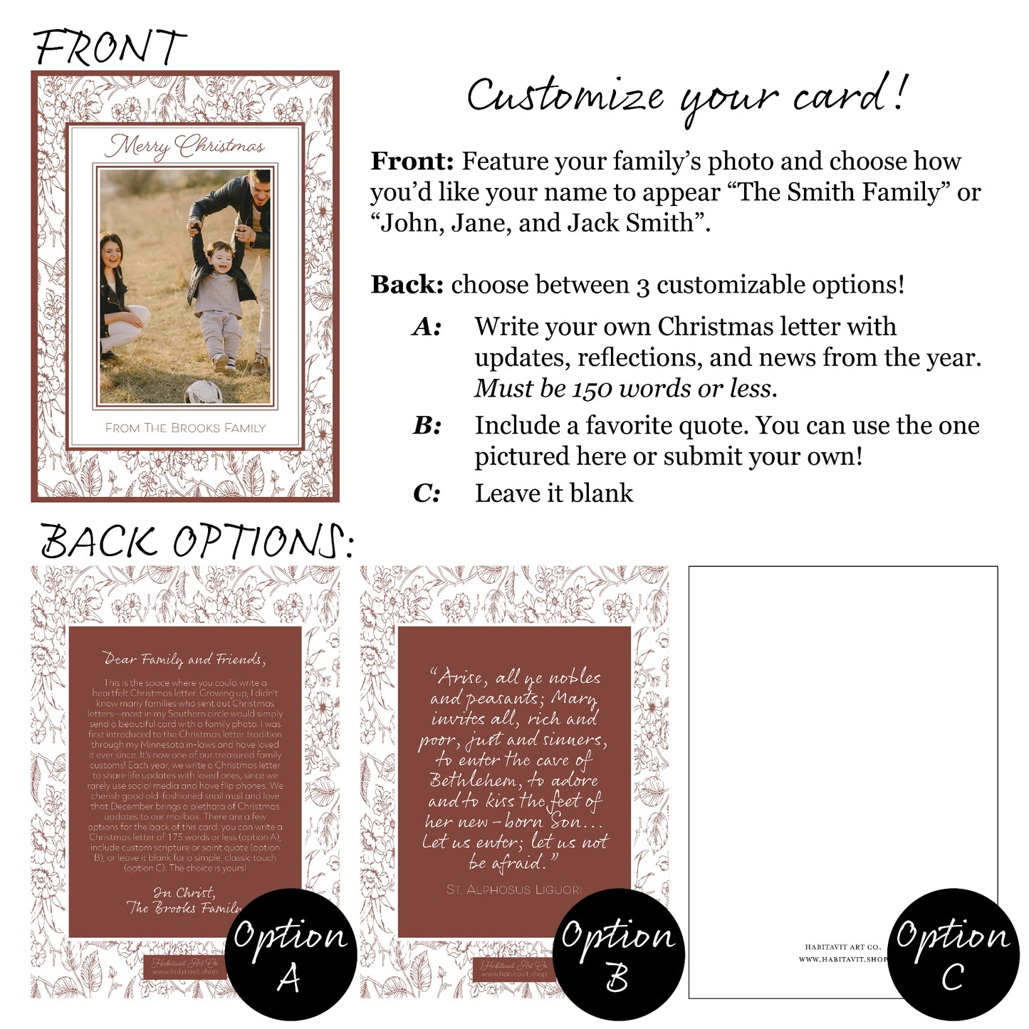 "Guadalupe's Flowers" | Semi-Custom Christmas Card (5x7) - Habitavit Art Co.