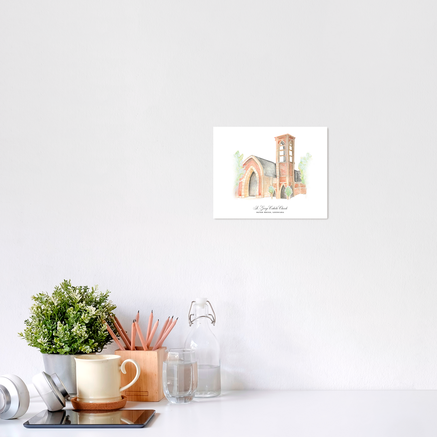 St. George Church | Baton Rouge, LA Catholic Art Print (Watercolor)