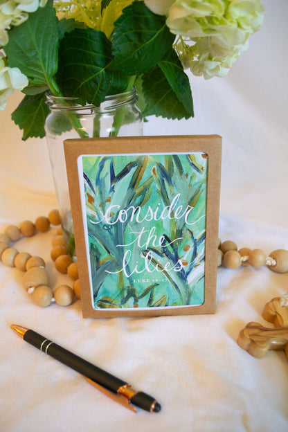 "Consider the Lilies" Catholic Greeting Card | Fine Art Print Stationery (4.25×5.5") - Habitavit Art Co.