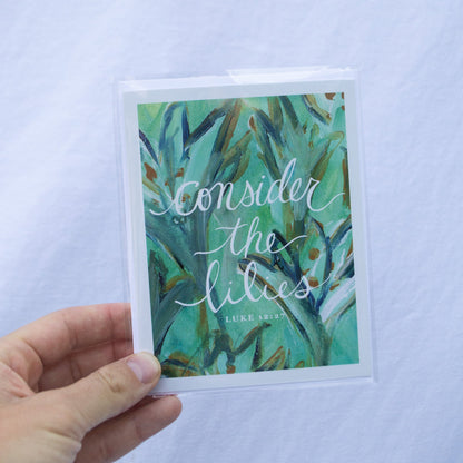 "Consider the Lilies" Catholic Greeting Card | Fine Art Print Stationery (4.25×5.5") - Habitavit Art Co.