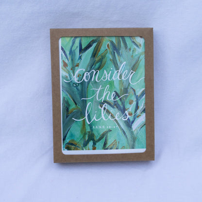 "Consider the Lilies" Catholic Greeting Card | Fine Art Print Stationery (4.25×5.5") - Habitavit Art Co.
