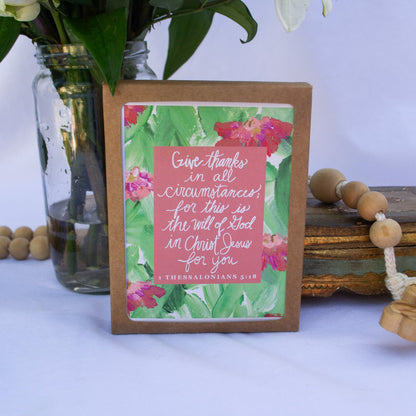 "Gratitude In All Things" Catholic Greeting Card | Fine Art Print Stationery (4.25×5.5") - Habitavit Art Co.