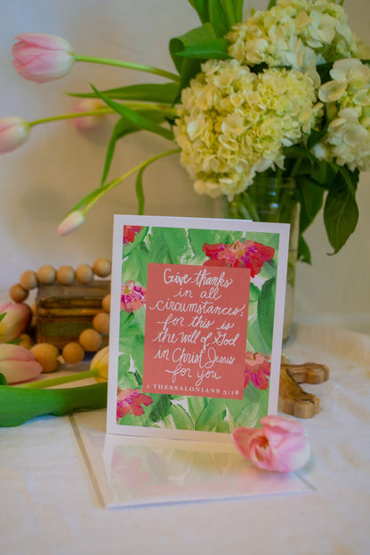 "Gratitude In All Things" Catholic Greeting Card | Fine Art Print Stationery (4.25×5.5") - Habitavit Art Co.