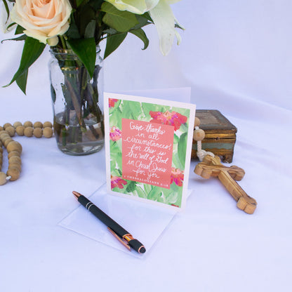 "Gratitude In All Things" Catholic Greeting Card | Fine Art Print Stationery (4.25×5.5") - Habitavit Art Co.