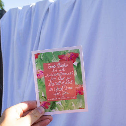 "Gratitude In All Things" Catholic Greeting Card | Fine Art Print Stationery (4.25×5.5") - Habitavit Art Co.