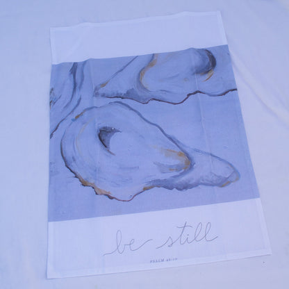 Catholic Tea Towel | “Be Still” (15x20" Cotton) - Habitavit Art Co.