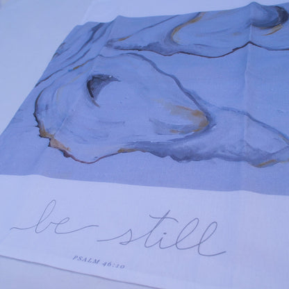 Catholic Tea Towel | “Be Still” (15x20" Cotton) - Habitavit Art Co.