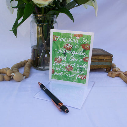 "Well Watered Soul" Catholic Greeting Card | Fine Art Print Stationery (4.25×5.5") - Habitavit Art Co.