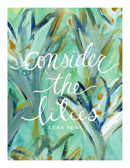 "Consider the Lilies" Catholic Greeting Card | Fine Art Print Stationery (4.25×5.5") - Habitavit Art Co.