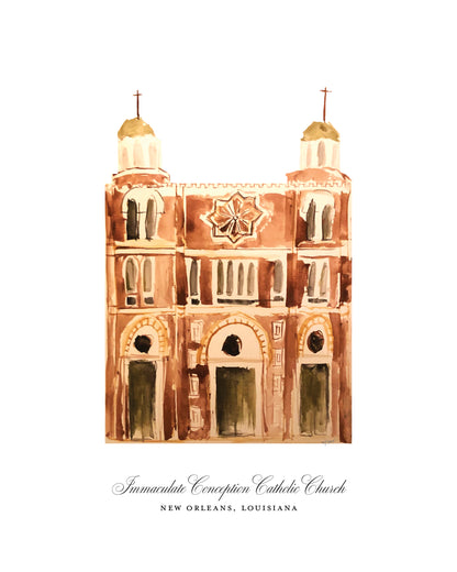 Immaculate Conception Church | New Orleans, LA Catholic Art Print (Watercolor)