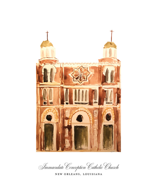 Immaculate Conception Church | New Orleans, LA Catholic Art Print (Watercolor)