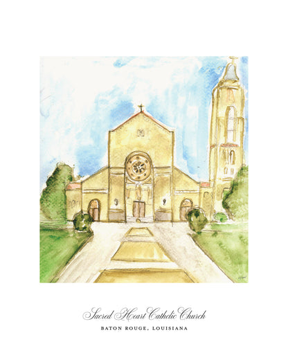 Sacred Heart of Jesus Church | Baton Rouge, LA Catholic Art Print (Watercolor)