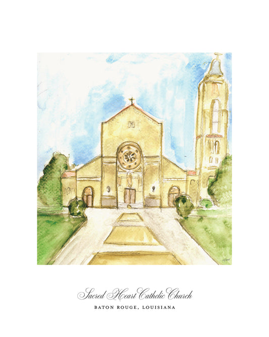 Sacred Heart of Jesus Church | Baton Rouge, LA Catholic Art Print (Watercolor)