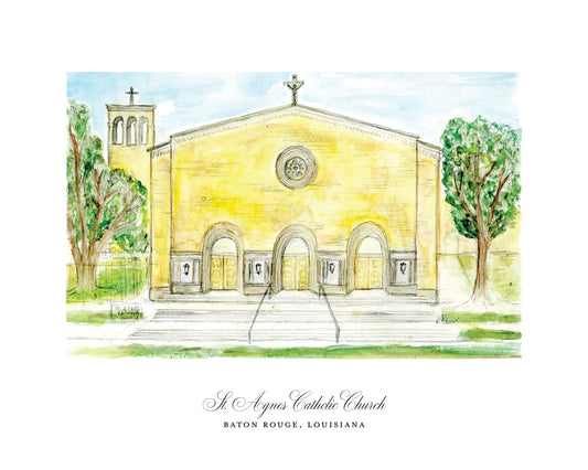 St. Agnes Church | Baton Rouge, LA Catholic Art Print (Watercolor)