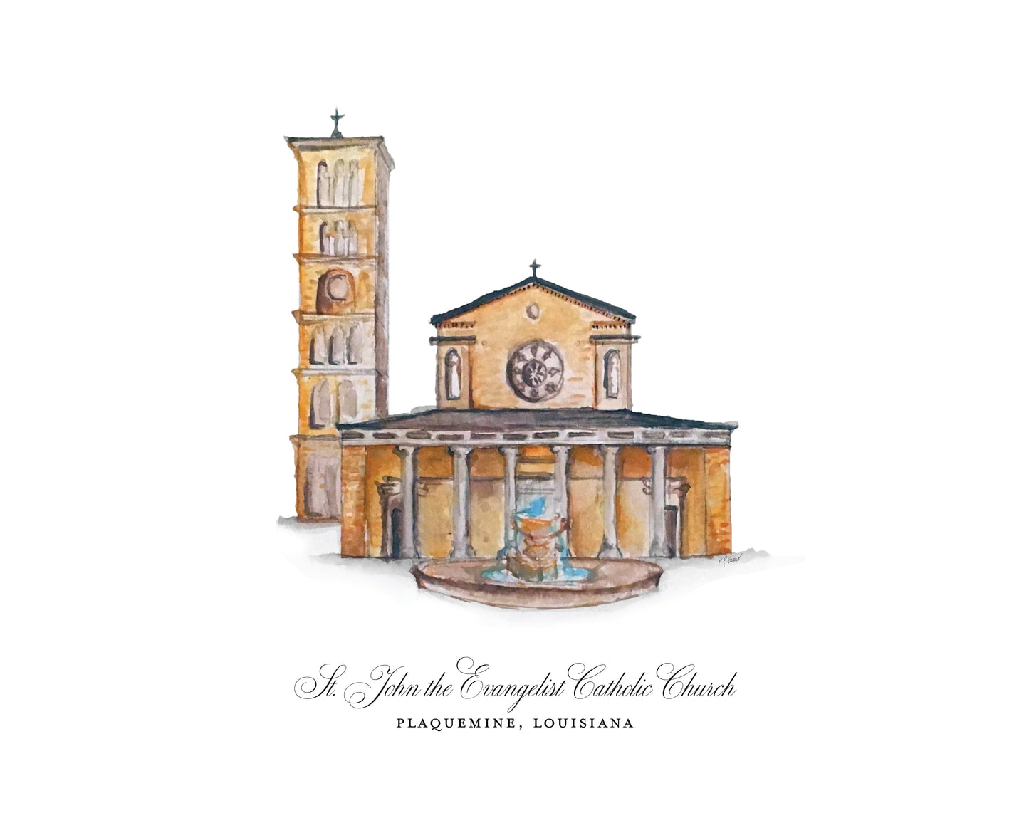 St. John the Evangelist Church | Plaquemine, LA Catholic Art Print (Watercolor)